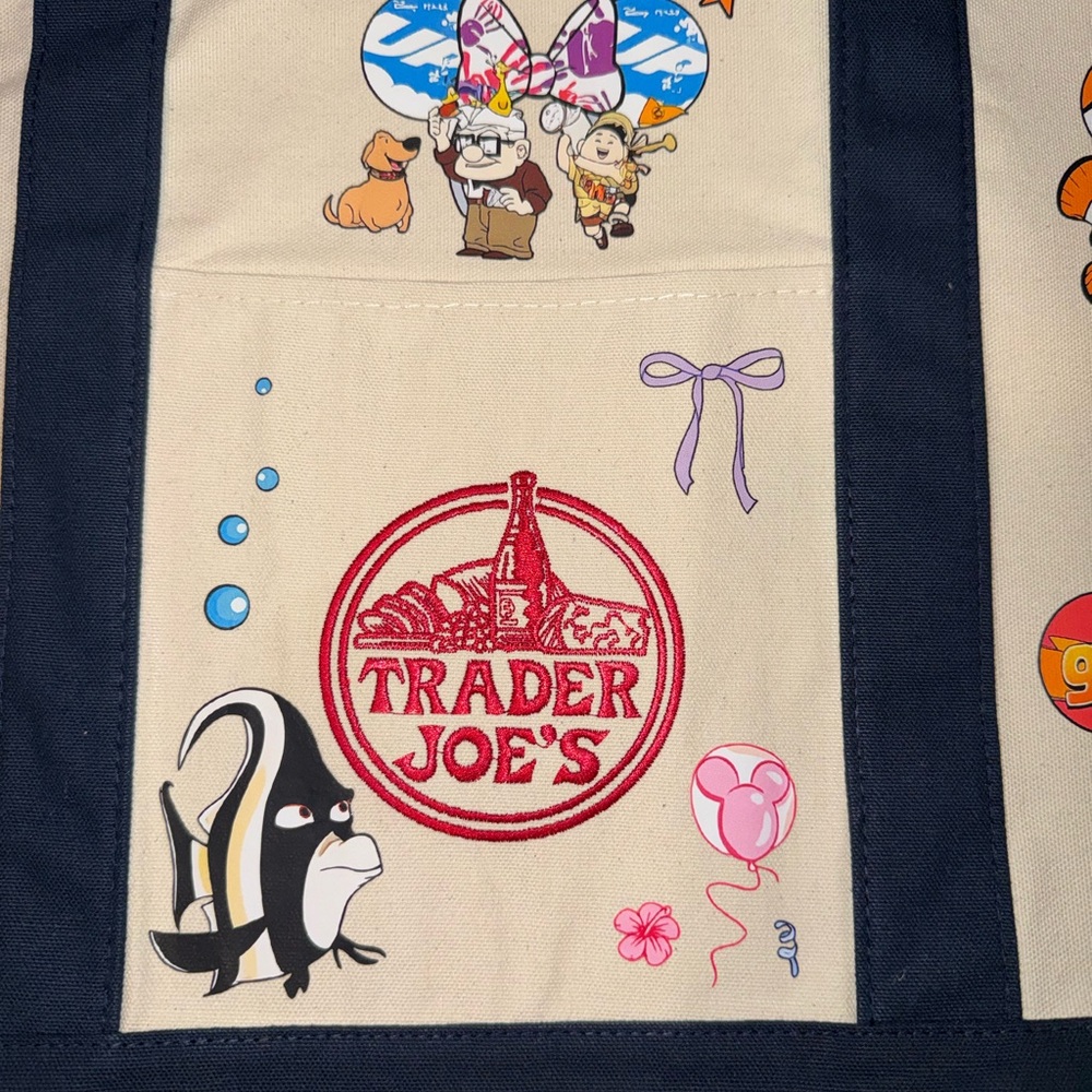 Trader Joe's Navy and Cream Pixar character Tote Bag - Picture 3 of 7
